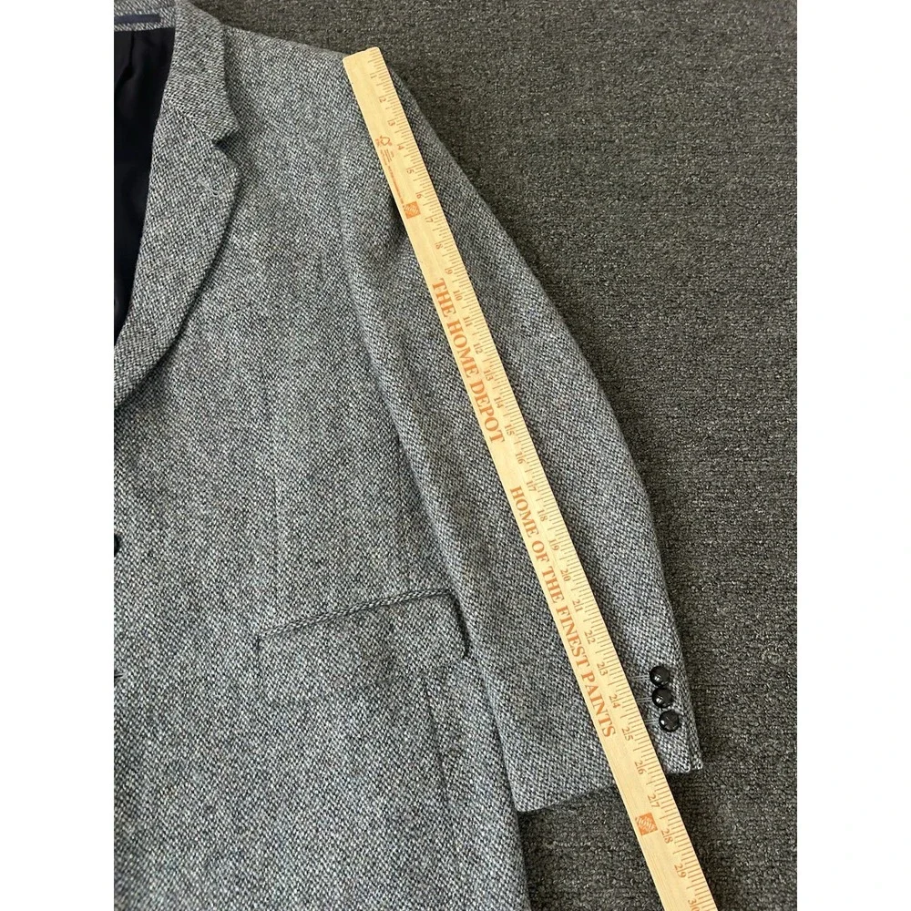 Harris Tweed Blazer Grey Mens 46 Long Herringbone Pure New Wool Sport Coat Dress